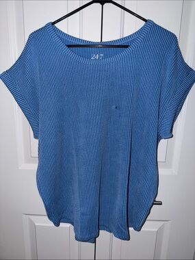 Maurices Blue Ribbed Casual Short-Sleeve Tee